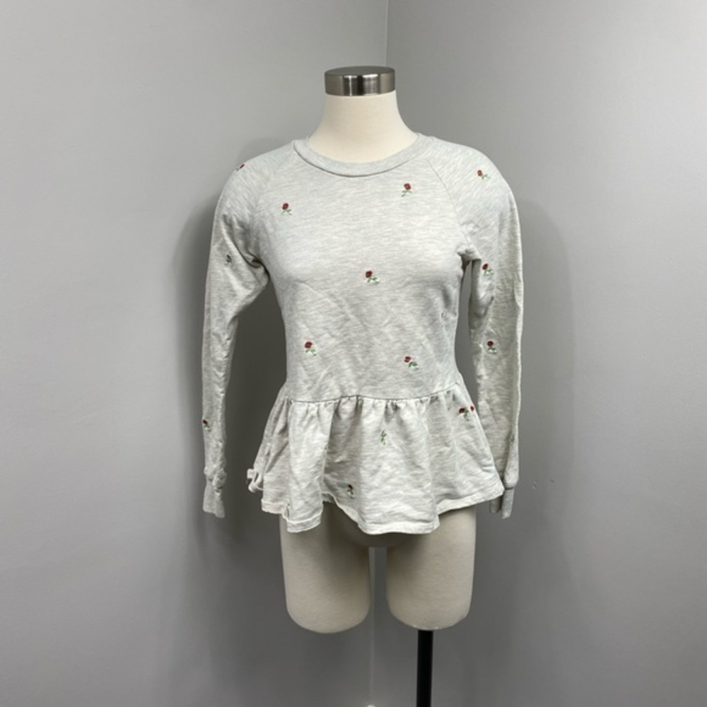 T.la Grey Rose‎ Embroidered Peplum Sweater